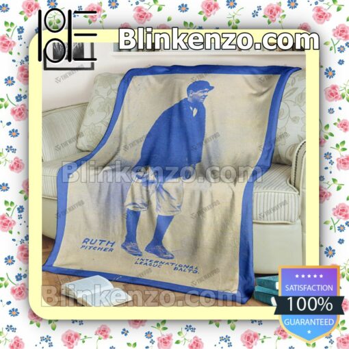 Sport Baseball Card 1914 Baltimore News Babe Ruth Blue Version Quilted Blanket