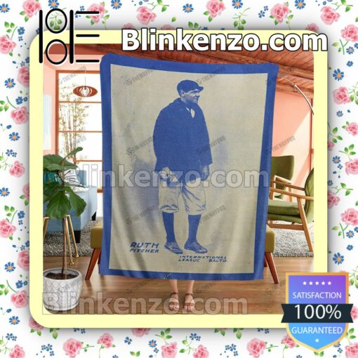 Sport Baseball Card 1914 Baltimore News Babe Ruth Blue Version Quilted Blanket a