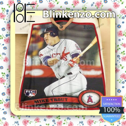 Sport Baseball Card 2011 Mike Trout Topps Update Rookie Card Quilted Blanket c