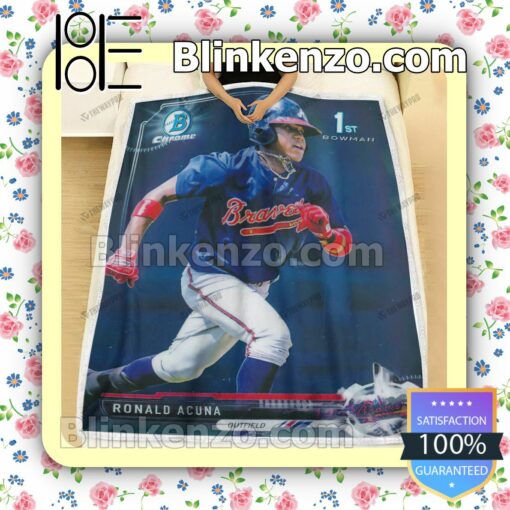 Sport Baseball Card Psa 10 Ronald Acuna Jr. 1st 2017 Bowman Quilted Blanket a