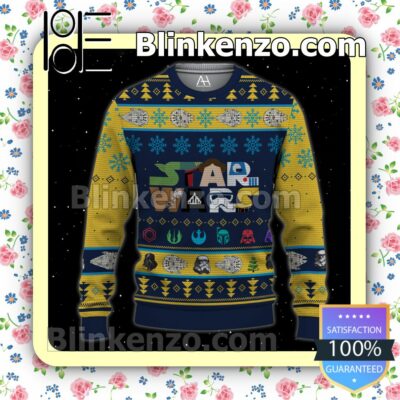 Star Wars Navy And Yellow Christmas Pullover Sweaters