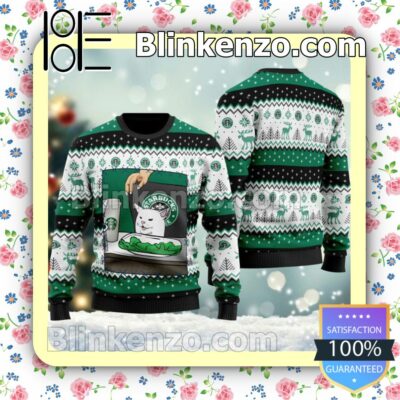 Starbucks Cat Meme Christmas Pullover Sweaters