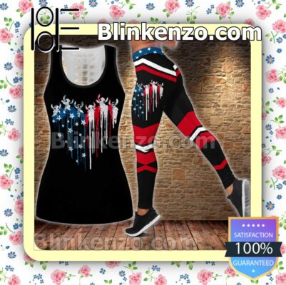 Stitch American Flag Heart 4th July Women Tank Top Pant Set