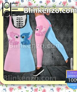 Stitch And Angel Blue And Pink Women Tank Top Pant Set