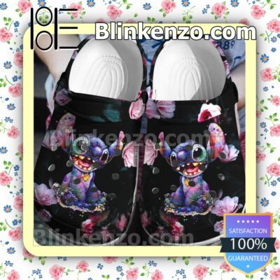 Stitch Flower Watercolor Halloween Clogs