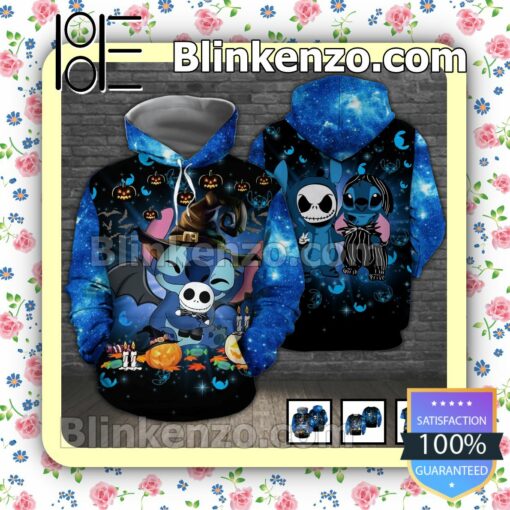 Stitch Hug Jack Pumpkin Halloween Blue Galaxy Women Tank Top Pant Set