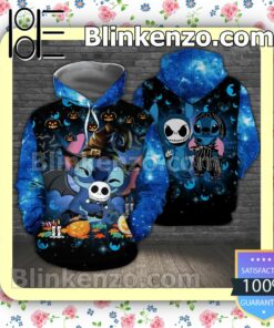 Stitch Hug Jack Pumpkin Halloween Blue Galaxy Women Tank Top Pant Set a