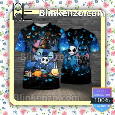 Stitch Hug Jack Pumpkin Halloween Blue Galaxy Women Tank Top Pant Set c