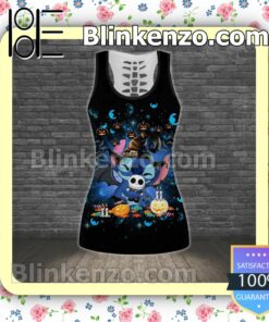 Stitch Hug Jack Pumpkin Halloween Blue Galaxy Women Tank Top Pant Set f