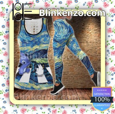 Stitch Starry Night Women Tank Top Pant Set c
