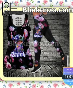 Stitch Watercolor Flower Women Tank Top Pant Set