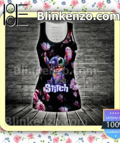 Stitch Watercolor Flower Women Tank Top Pant Set c