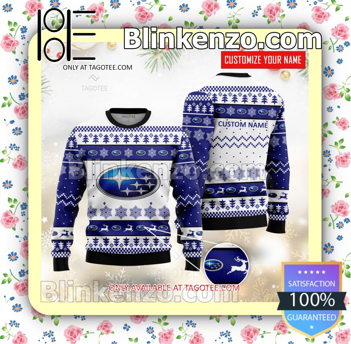 Subaru Brand Print Christmas Sweater