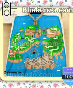Super Mario Map Dinosaur Land Quilted Blanket a