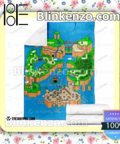 Super Mario Map Dinosaur Land Quilted Blanket b