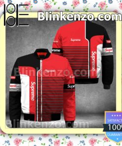 Supreme Horizontal Stripes Black White Red Military Jacket Sportwear