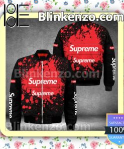 Supreme Logo Center Red Splash Black Military Jacket Sportwear