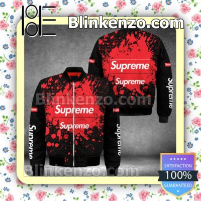 Supreme Logo Center Red Splash Black Military Jacket Sportwear