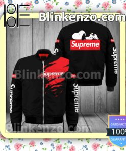 Supreme Logo Torn Ripped Black Military Jacket Sportwear