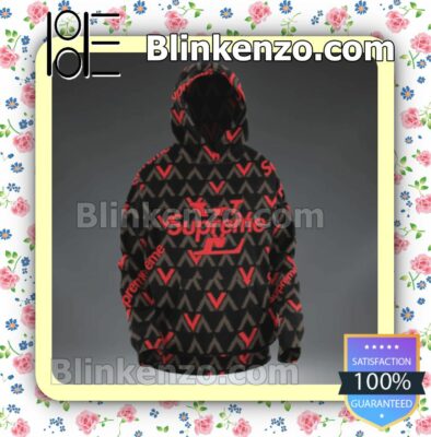 Supreme Louis Vuitton Monogram Black Custom Womens Hoodie - Blinkenzo