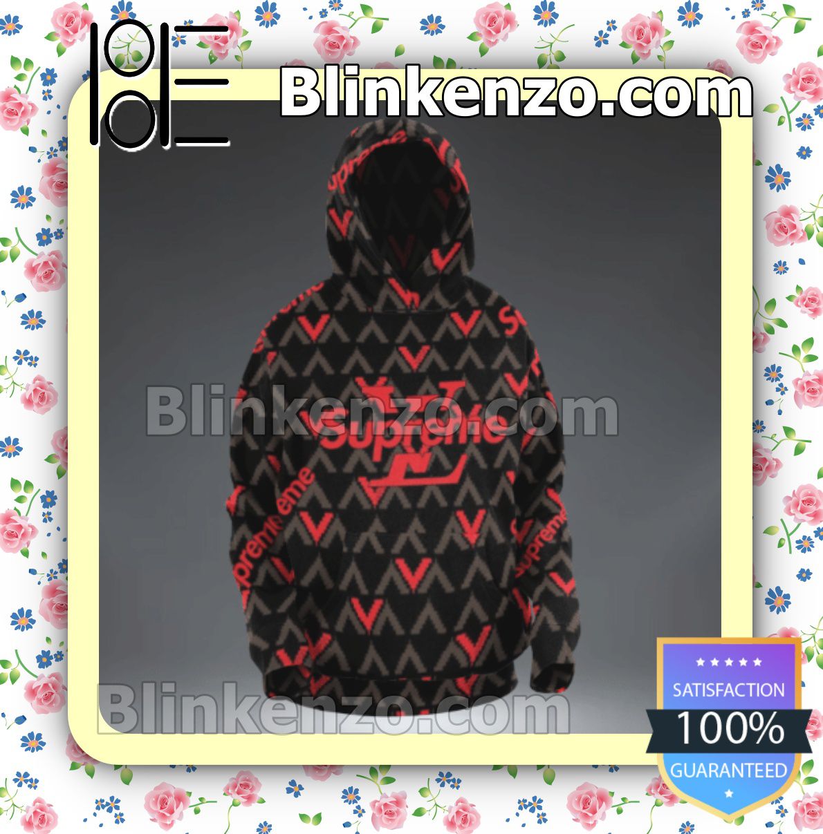 Supreme Louis Vuitton Monogram Red Custom Womens Hoodie - Blinkenzo