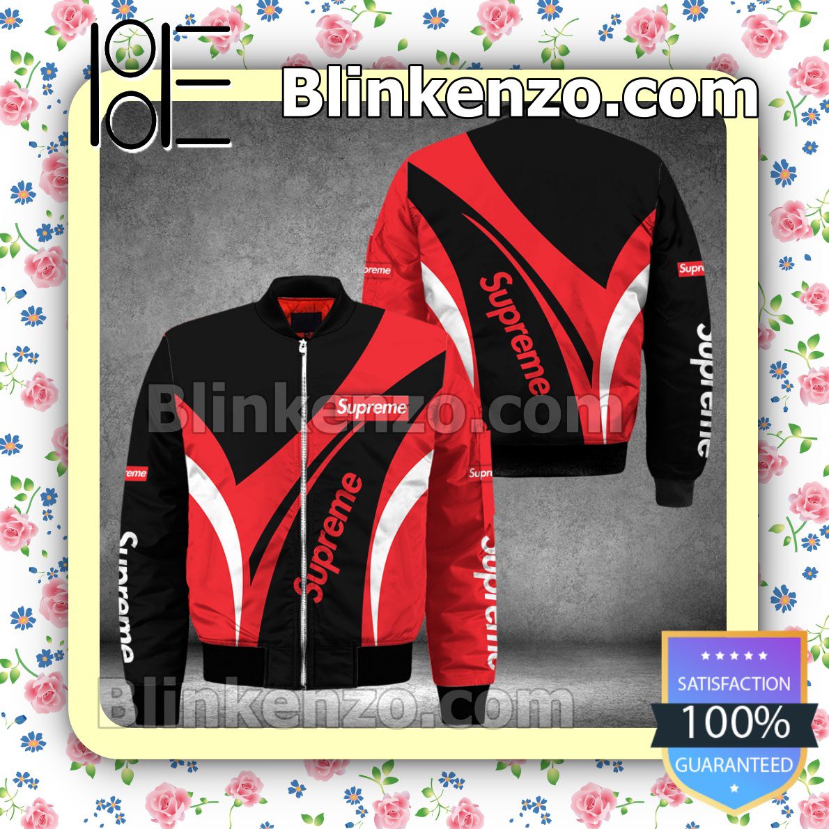 Supreme Luxury Black Mix Red Curves Military Jacket Sportwear