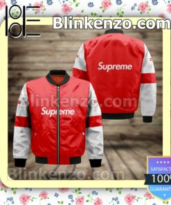 Supreme Luxury Brand Red And White Lines Military Jacket Sportwear