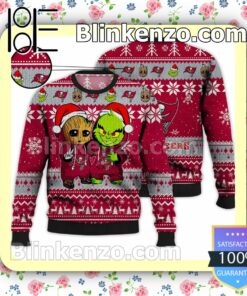 Tampa Bay Buccaneers Baby Groot And Grinch Christmas NFL Sweatshirts
