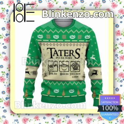 The Lord Of The Rings Taters Potatoes Green Christmas Pullover Sweaters