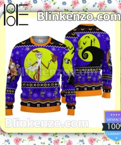 The Nightmare Before Christmas Blue Mix Orange Christmas Pullover Sweaters