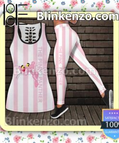 The Pink Panther White And Pink Stripes Women Tank Top Pant Set