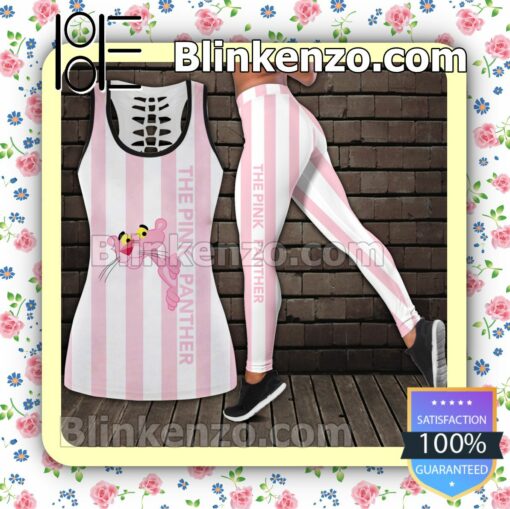 The Pink Panther White And Pink Stripes Women Tank Top Pant Set
