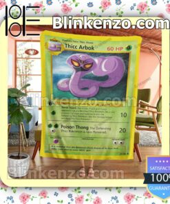 Thicc Arbok Pokemon Card Quilted Blanket a
