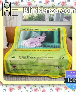 Thicc Nidoran Pokemon Card Quilted Blanket