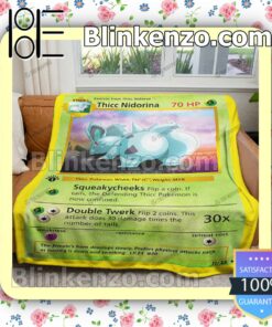 Thicc Nidorina Pokemon Card Quilted Blanket
