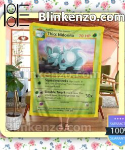 Thicc Nidorina Pokemon Card Quilted Blanket a