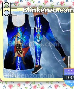 Thor Lightning Blue And Black Women Tank Top Pant Set