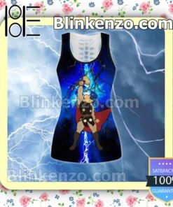 Thor Lightning Blue And Black Women Tank Top Pant Set c