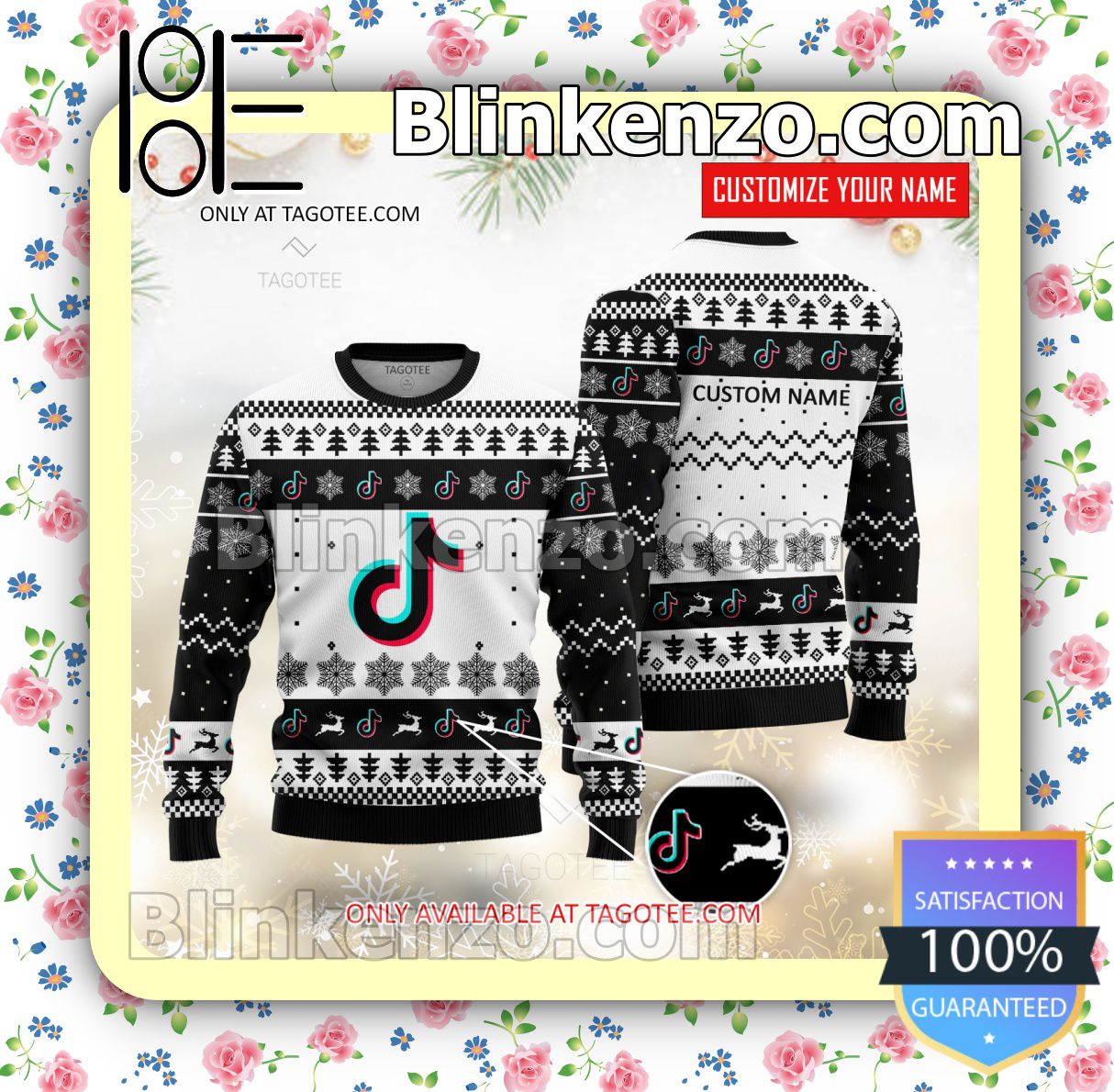TikTok Brand Print Christmas Sweater