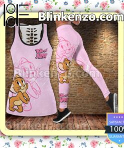 Tom And Jerry Pink Women Tank Top Pant Set