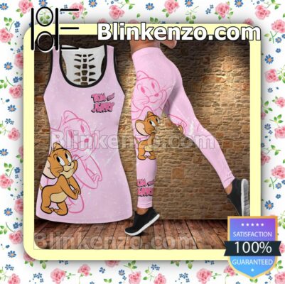 Tom And Jerry Pink Women Tank Top Pant Set