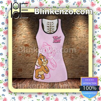 Tom And Jerry Pink Women Tank Top Pant Set a