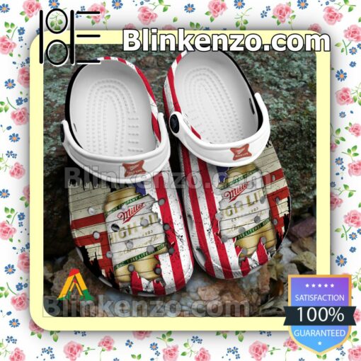 USA Flag Pattern Miller High Life Halloween Clogs