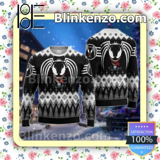 Venom Black And White Christmas Pullover Sweaters