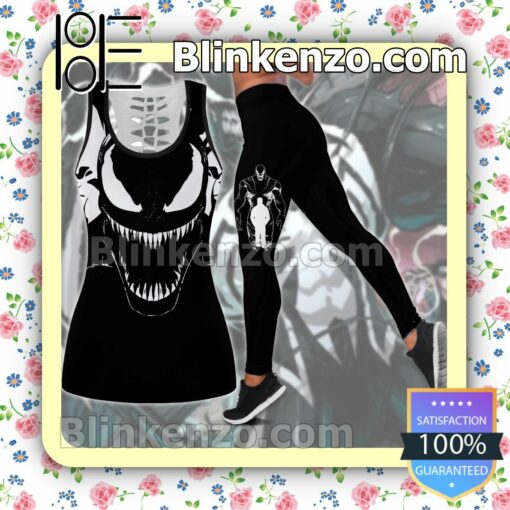 Venom Black Women Tank Top Pant Set