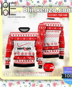 Verizon Communications Brand Print Christmas Sweater