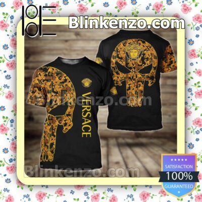 Versace Baroque Greek Key Skull Brand Crewneck Tee