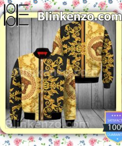 Versace Baroque Pattern Black Mix Yellow Military Jacket Sportwear