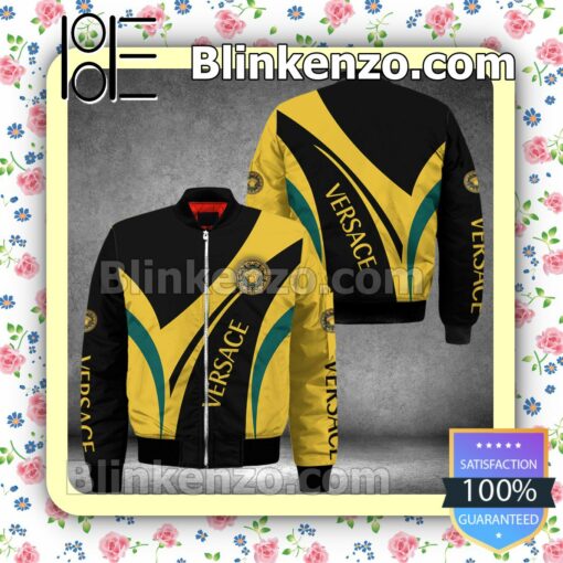 Versace Luxury Black Mix Yellow Curves Military Jacket Sportwear