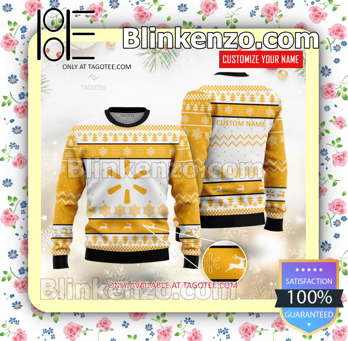 Walmart Brand Print Christmas Sweater